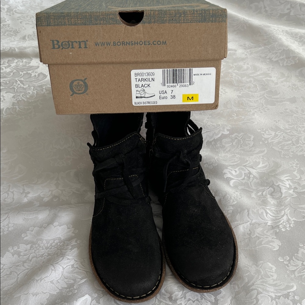Born Black Suede Ankle Boots Size 7